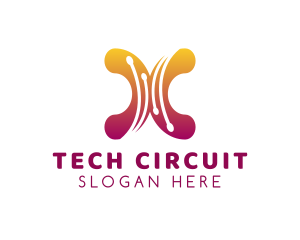Circuitry - Tech Circuitry Letter X logo design