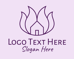 Flower Shop - Purple Flower House logo design