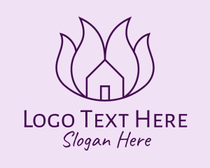 House - Purple Flower House logo design