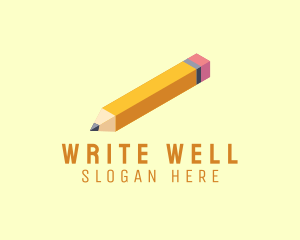 Writing Pencil Isometric logo design