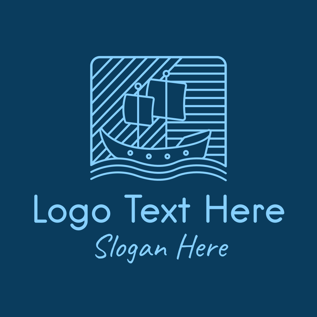 Blue Boat Line Art Logo | BrandCrowd Logo Maker