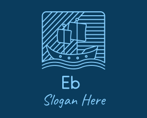Sea - Blue Boat Line Art logo design