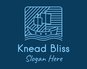 Blue Boat Line Art logo design