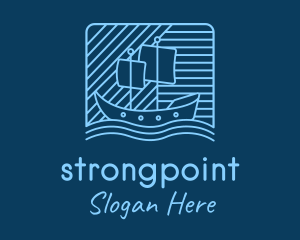 Simple - Blue Boat Line Art logo design