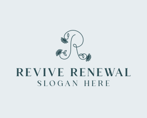 Floral Minimalist Letter R  logo design