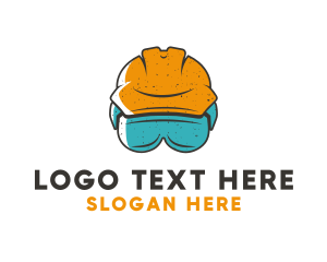 Protection - Construction Hard Hat Safety Goggles logo design