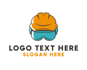 Safety Helmet - Construction Hard Hat Safety Goggles logo design