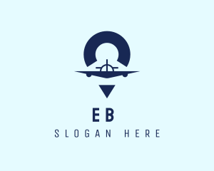 Blue Airplane Location Logo