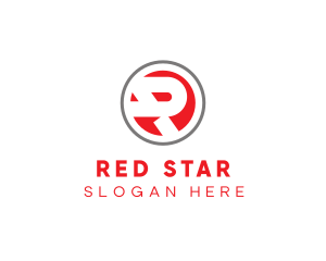 Red Circle Bold R logo design