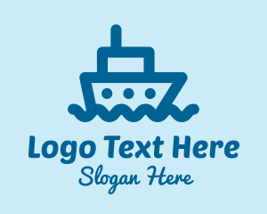 Ferry - Blue Cruise Ship logo design