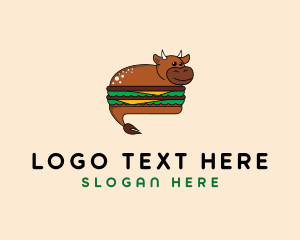 Cheeseburger - Cow Beef Burger logo design