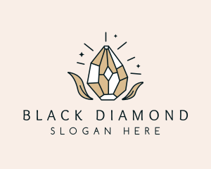 Leaf Diamond Gemstone logo design