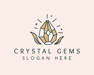 Leaf Diamond Gemstone logo design