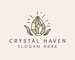 Leaf Diamond Gemstone logo design