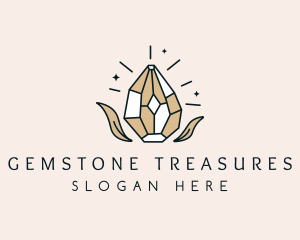 Leaf Diamond Gemstone logo design