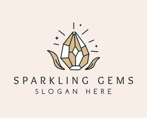 Leaf Diamond Gemstone logo design