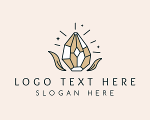 Style - Leaf Diamond Gemstone logo design