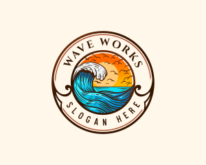 Ocean Water Wave logo design