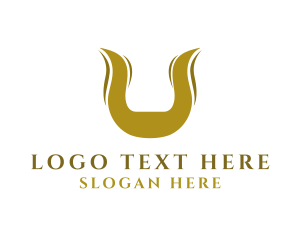 Horn - Gold Horns Letter U logo design