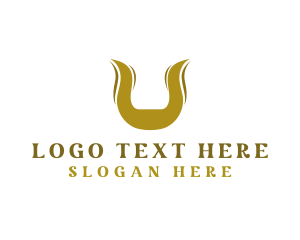 Gold Horns Letter U logo design