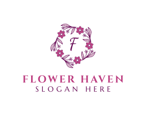 Flower Crown Wreath logo design