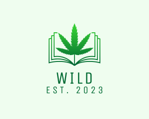 Book - Cannabis Leaf Book logo design