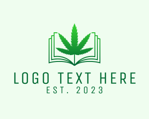 Drugs - Cannabis Leaf Book logo design