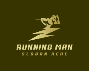 Power Lightning Running Man logo design