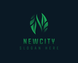 Organic Leaves Letter N logo design