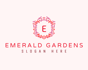 Flower Leaf Wreath logo design