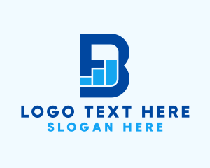 Tech - Blue Graph Letter B logo design