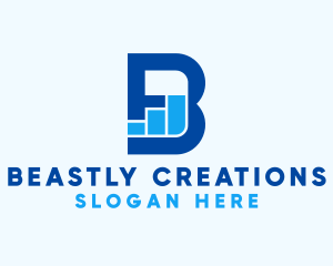 Blue Graph Letter B logo design