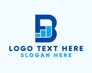 Wifi - Blue Graph Letter B logo design