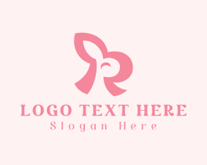 Kid - Pink Rabbit Letter R logo design