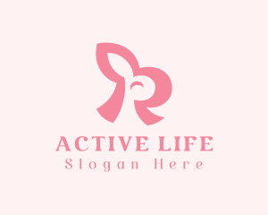 Stuffed Toy - Pink Rabbit Letter R logo design