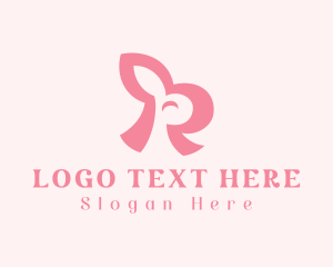 Sweet - Pink Rabbit Letter R logo design