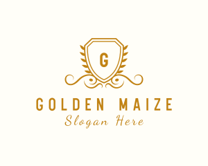 Golden Deluxe Shield logo design