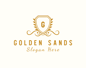 Golden Deluxe Shield logo design