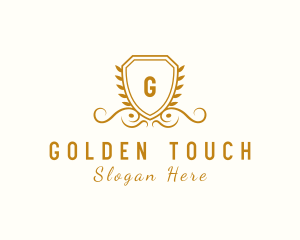 Golden Deluxe Shield logo design