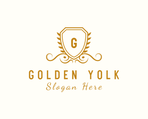 Golden Deluxe Shield logo design