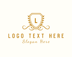 Letter - Golden Deluxe Shield logo design