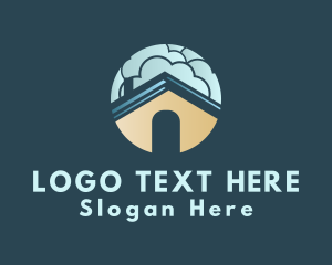Office Space - House Roof Clouds logo design