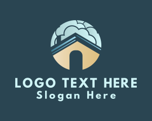 Village - House Roof Clouds logo design