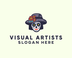 Costume - Flower Hat Skull Beauty logo design
