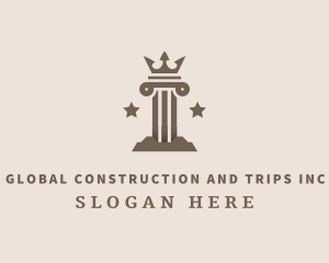 Brown Crown Pillar logo design