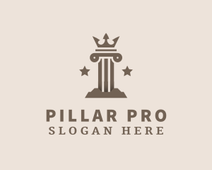 Brown Crown Pillar logo design