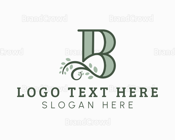 Vine Leaves Letter B Logo