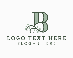 Botanical - Vine Leaves Letter B logo design