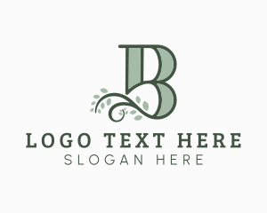 Letter - Vine Leaves Letter B logo design