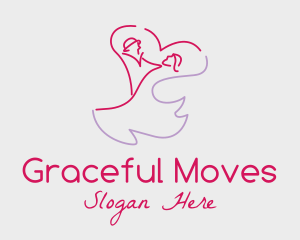 Romantic Wedding Dance Couple  logo design